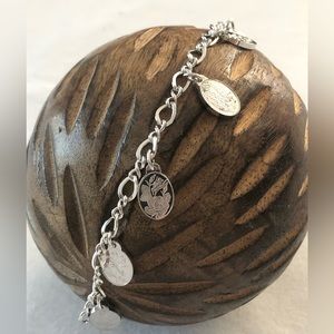 Antique Vintage Love Charms Silver Bracelet